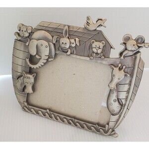 Malden Noahs Ark Metal 3.5X5 Picture Photo Frame Pewter Color Baby Nursery Decor